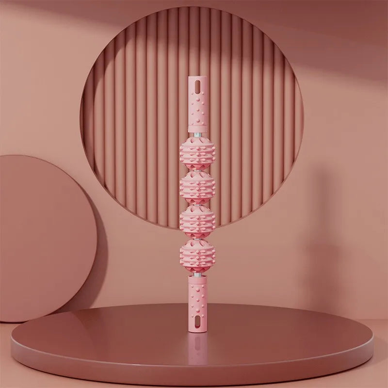 4-Ball Muscle Massage Roller Stick – Deep Tissue Fascia Release for Calves, Thighs, Arms & Forearms | Yoga, Fitness & Recovery Tool