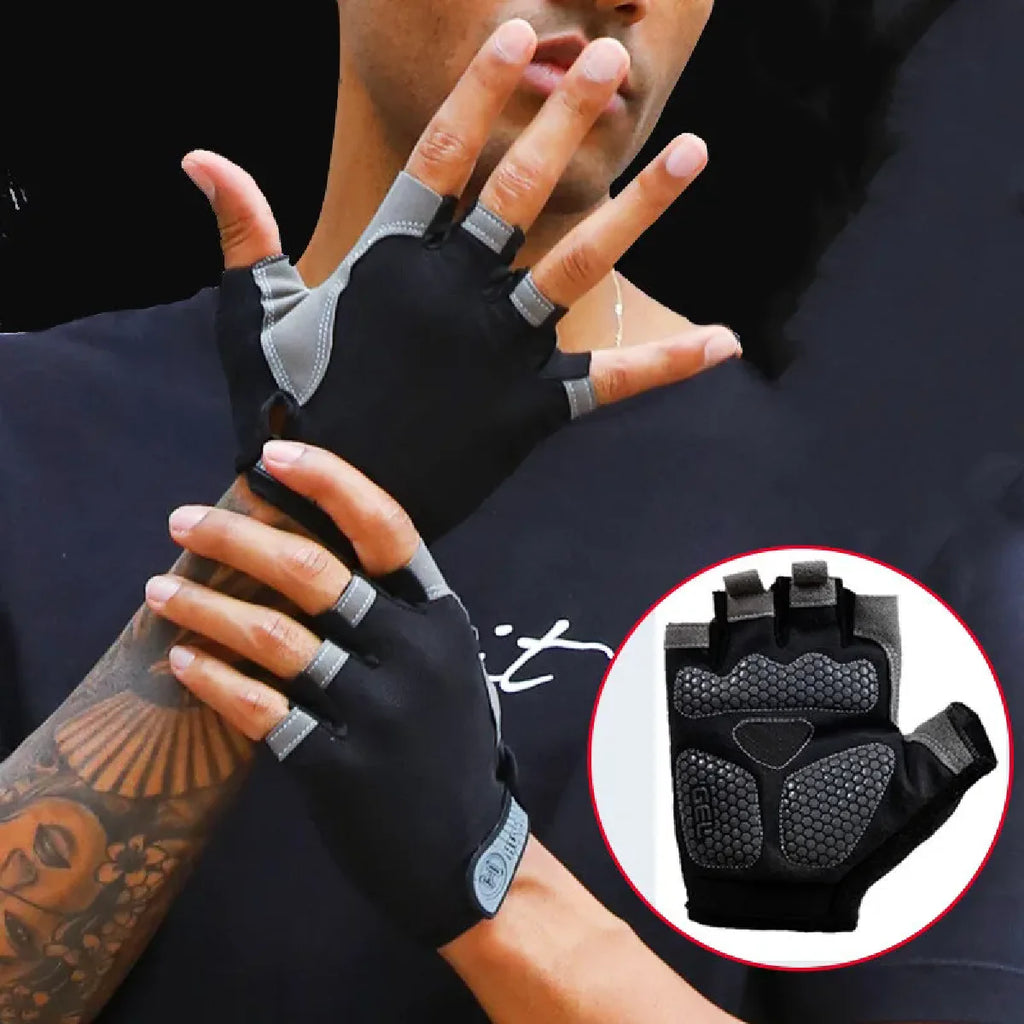 Fingerless Gym Gloves – Anti-Slip Fitness, Cycling & Workout Gloves for Men & Women, Breathable Bodybuilding & Exercise Gloves